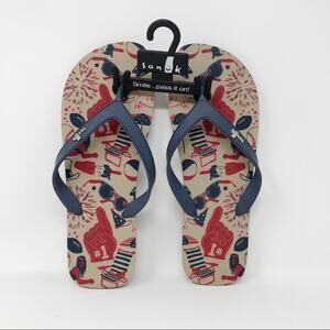 Sanuk Patriotic American Icon Patriot Flip Flop Sandals Shoes Mens 9 womens 10